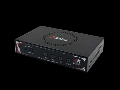 Godlike 4K Pro DisplayPort DMA fuser, front panel with IR receiver, status LEDs and TR, RES, CH and FUSION buttons