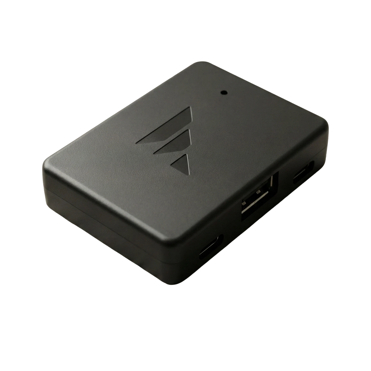 Ferrum One USB input device, black, top view with the Ferrum logo and USB-C ports