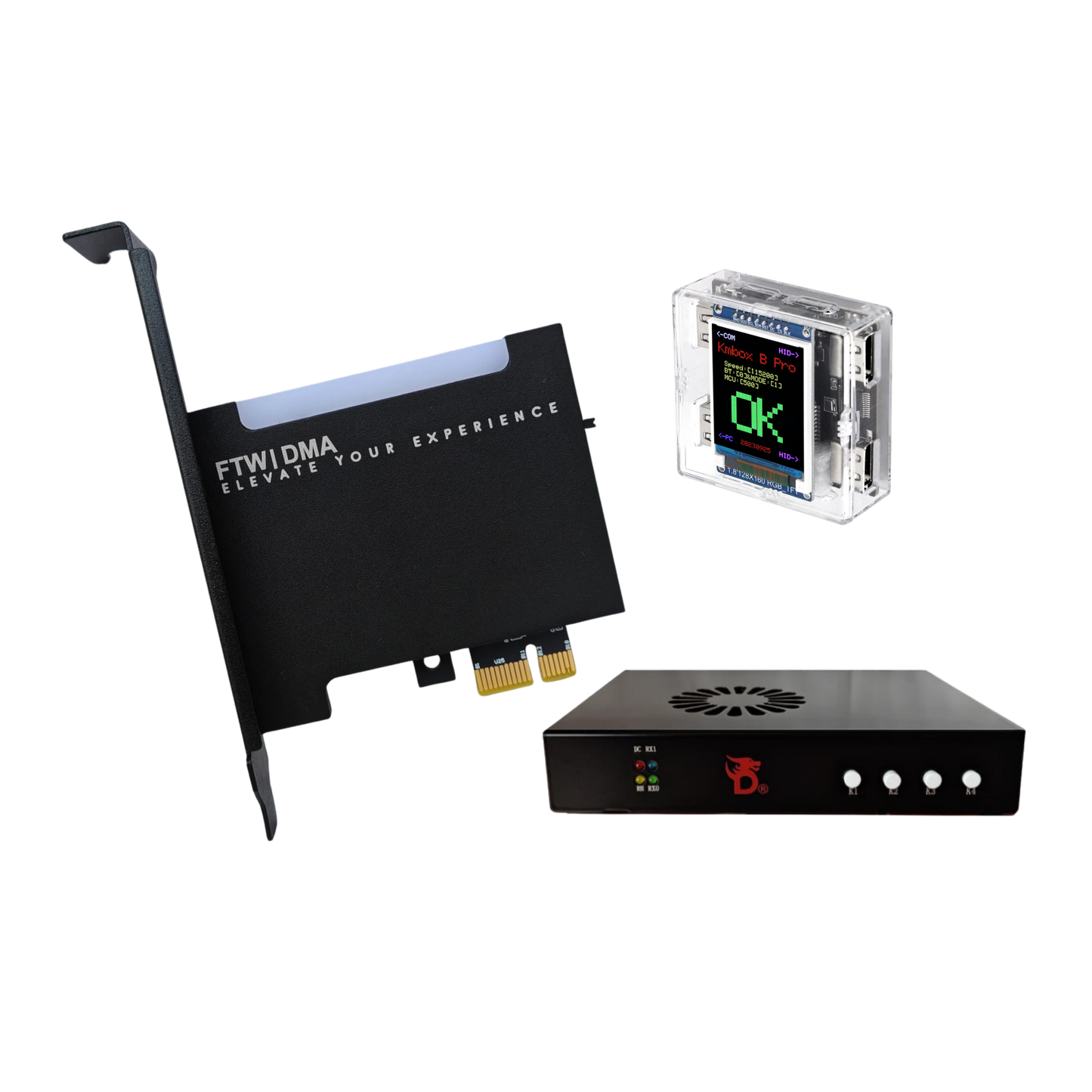 DMA hardware bundles including PCIe DMA cards, fusers, and input devices